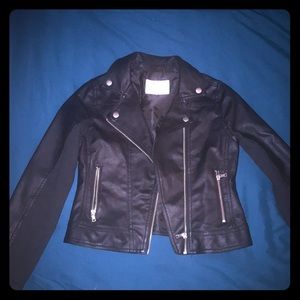 Black Faux leather jacket girls size 10